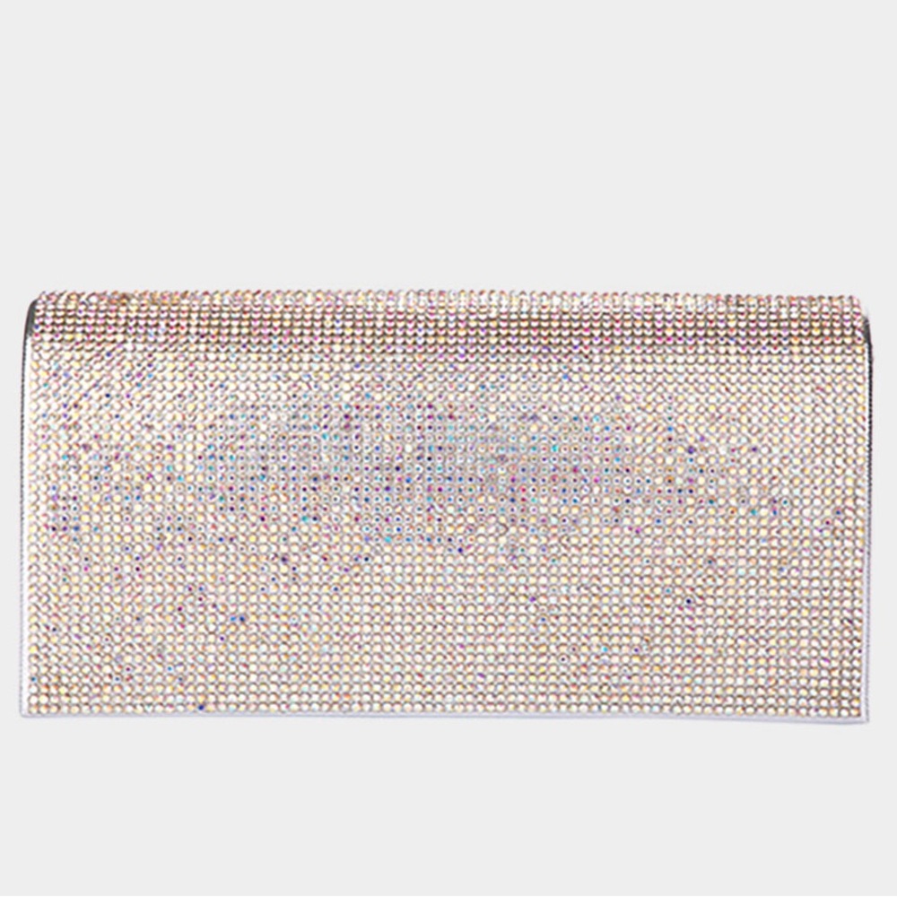 Silver AB Bling Solid Evening Clutch Bag